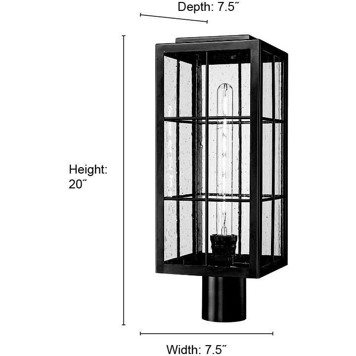 Jaxson 1 Light 20 inch Powder Coated Black Outdoor Post Lantern